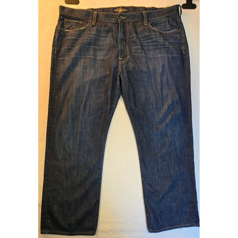 Lucky Brand 181 Relaxed Straight Jeans Mens 46x30 Blue Medium Wash Stretch Denim